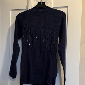 NWT- INC International Concepts Midnight Blue Sequin Sweater